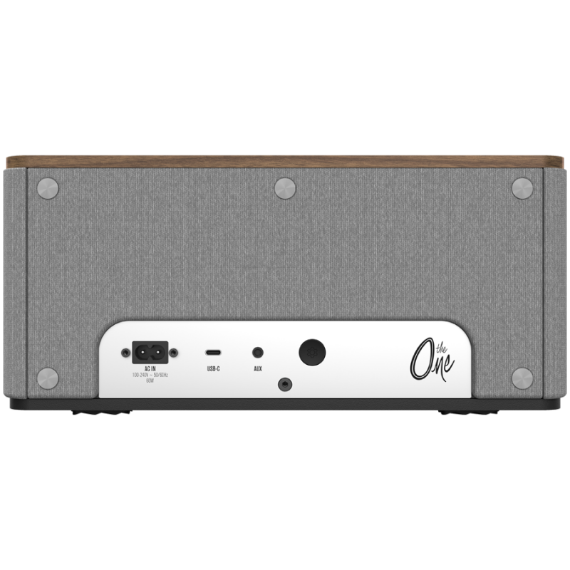 Настолна тонколона Klipsch The One Plus 2.1 W, 60W, Bluetooth 5.3, USB-C, Би-амплифация, Дървен корпус, Мобилно приложение, Орехово дърво/сив