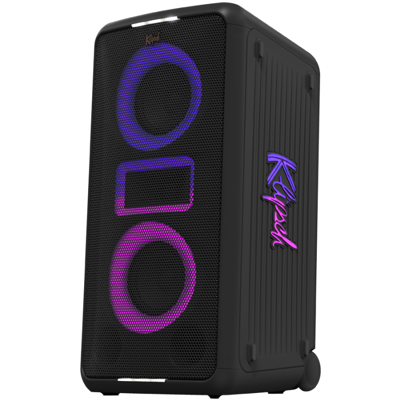 Преносима аудио система Klipsch Miami Black, 18 часа, 5000 mAh, Bluetooth 5.2, AUX, USB, Daisy Chain, Ultra Bass, Party Link, Караоке, Микрофон, Черен