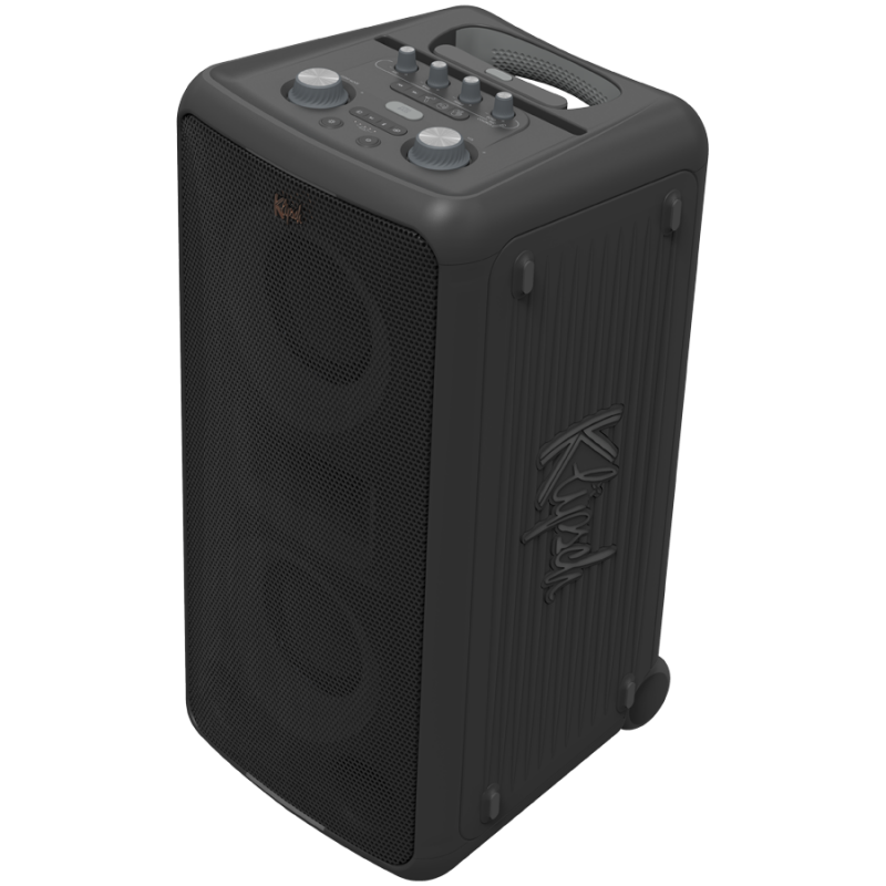 Преносима аудио система Klipsch Miami Black, 18 часа, 5000 mAh, Bluetooth 5.2, AUX, USB, Daisy Chain, Ultra Bass, Party Link, Караоке, Микрофон, Черен