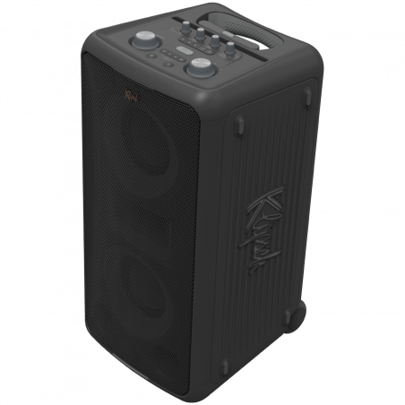 Преносима аудио система Klipsch Miami Black, 18 часа, 5000 mAh, Bluetooth 5.2, AUX, USB, Daisy Chain, Ultra Bass, Party Link, Караоке, Микрофон, Черен