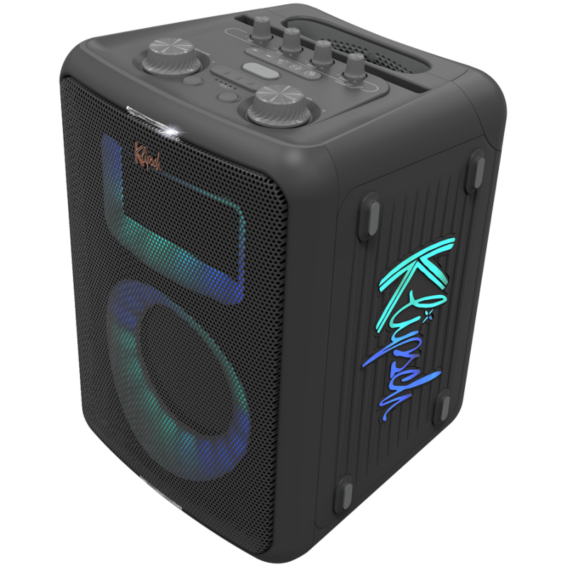 Преносима аудио система Klipsch Vegas Black, 4400 mAh, 12 часа, Bluetooth 5.2, AUX, USB, Микрофон, Ultra Bass, Party Link, Светлинни ефекти RGB, Мобилно приложение, Черен