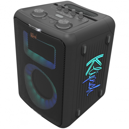 Преносима аудио система Klipsch Vegas Black, 4400 mAh, 12 часа, Bluetooth 5.2, AUX, USB, Микрофон, Ultra Bass, Party Link, Светлинни ефекти RGB, Мобилно приложение, Черен