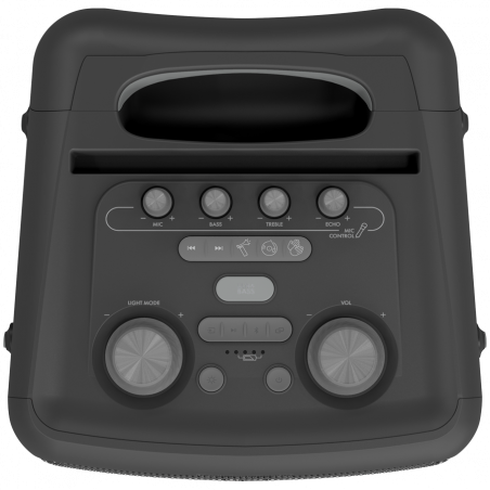 Преносима аудио система Klipsch Vegas Black, 4400 mAh, 12 часа, Bluetooth 5.2, AUX, USB, Микрофон, Ultra Bass, Party Link, Светлинни ефекти RGB, Мобилно приложение, Черен