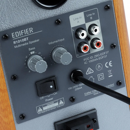 Тонколони Edifier R1010BT BR, 24W RMS, 2x RCA, Bluetooth 5.1, 4 говорителя, Копринена мембрана, Дървен корпус, Активни, Кафяв