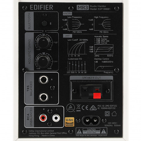 Тонколони Edifier MR3 WH, 36W RMS, BT V5.4, RCA, AUX, Hi-Res, ConneX, Активни, Акустични настройки, Бял