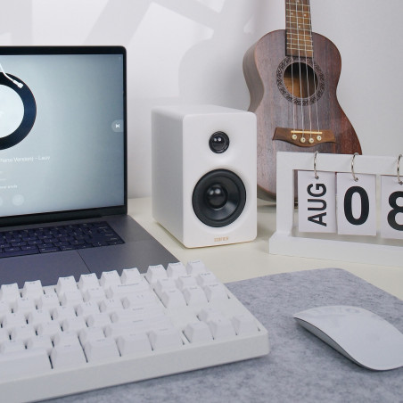 Тонколони Edifier M60 WH, 66W RMS, Bluetooth V5.3, Hi-Res & Hi-Res, DSP, USB-C, 3.5 AUX, ConneX, Ръчно изработен корпус, Бял