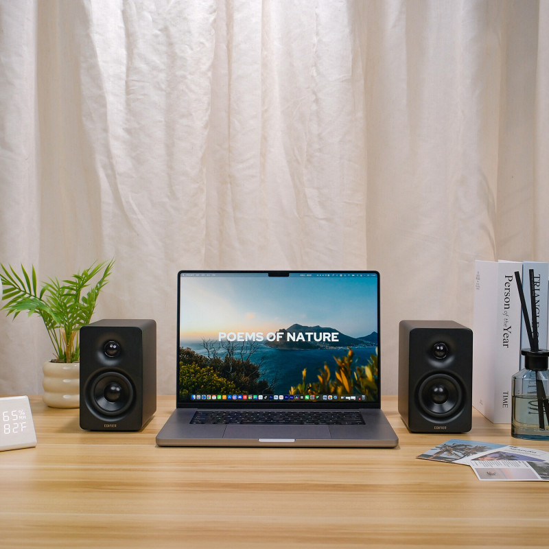 Тонколони Edifier M60 BL, 66W RMS, Bluetooth V5.3, Hi-Res & Hi-Res, DSP, USB-C, 3.5 AUX, ConneX, Ръчно изработен корпус, Черен