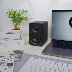 Тонколони Edifier M60 BL, 66W RMS, Bluetooth V5.3, Hi-Res & Hi-Res, DSP, USB-C, 3.5 AUX, ConneX, Ръчно изработен корпус, Черен