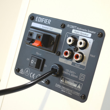 Тонколони Edifier R1280T WH-SL 2.0, 42W RMS, 2хRCA, Дистанционно управление, Дървен корпус, Бял/сребрист