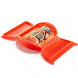 Съд за готвене на пара в микровълнова с решетка Lekue 1009026, 1.4 литра, 3-4 порции, Платинен силикон, Червен