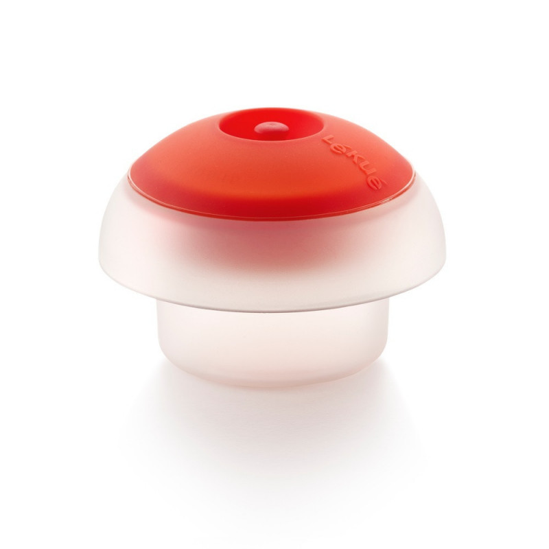 Уред за приготвяне на яйце в микровълнова Lekue 1009028, 100 мл, За 1 яйце, Платинен силикон, Прозрачен/Червен