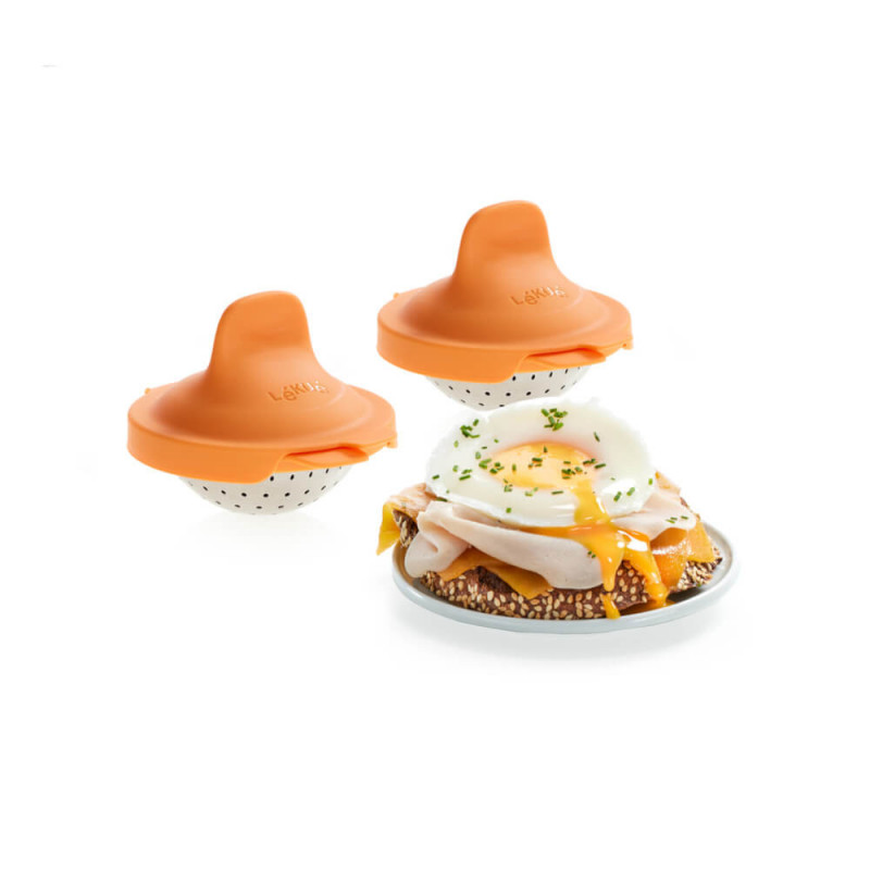 Комплект 2 броя за поширане на яйца Lekue 1009031, 11x4.5x7 см, Платинен силикон, От -20 до +100C, Оранжев