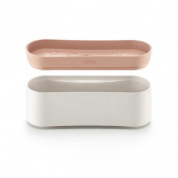 Съд за готвене на паста в микровълнова Lekue 1009032, 1.5 литра, 28x11x11.2 см, Платинен силикон, От -20 до +100C, Бял/Кафяв