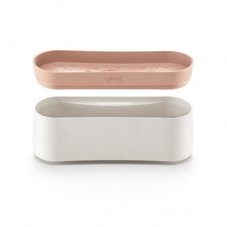 Съд за готвене на паста в микровълнова Lekue 1009032, 1.5 литра, 28x11x11.2 см, Платинен силикон, От -20 до +100C, Бял/Кафяв