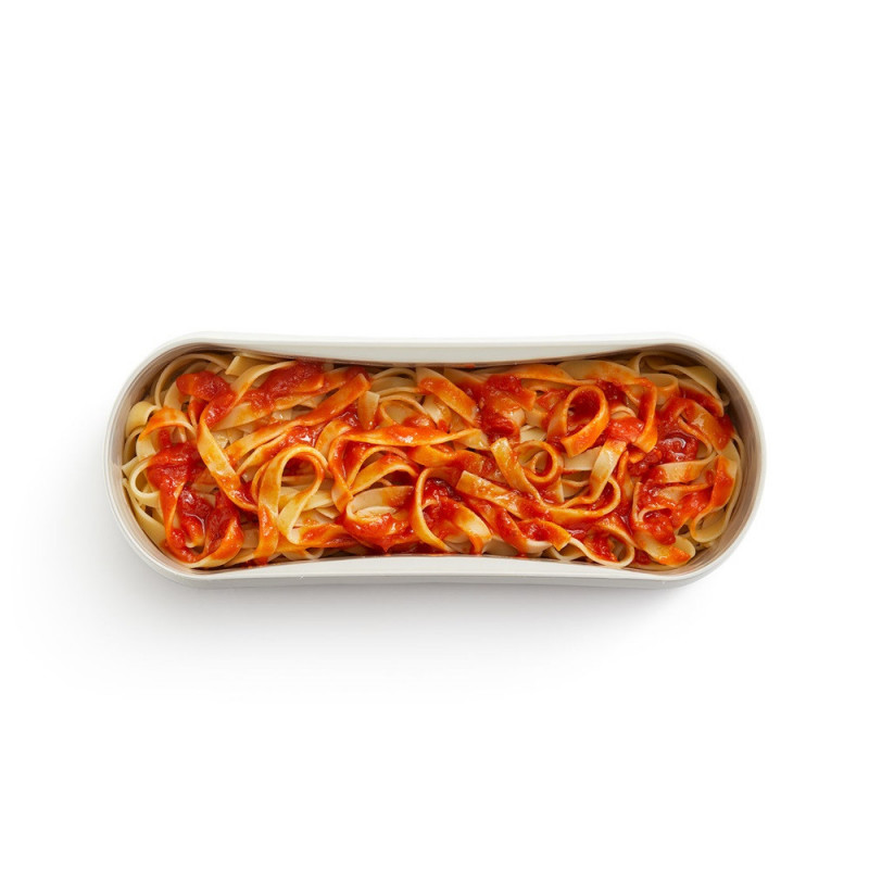 Съд за готвене на паста в микровълнова Lekue 1009032, 1.5 литра, 28x11x11.2 см, Платинен силикон, От -20 до +100C, Бял/Кафяв