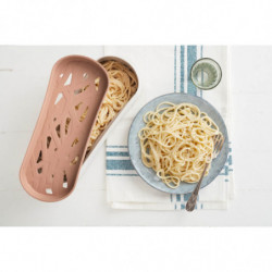 Съд за готвене на паста в микровълнова Lekue 1009032, 1.5 литра, 28x11x11.2 см, Платинен силикон, От -20 до +100C, Бял/Кафяв