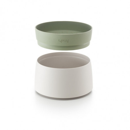 Съд за готвене на ориз и киноа в микровълнова Lekue 1009033, 1 литър, До 4 порции, 17.8x13 см, -20 до +100C, Бял/Зелен