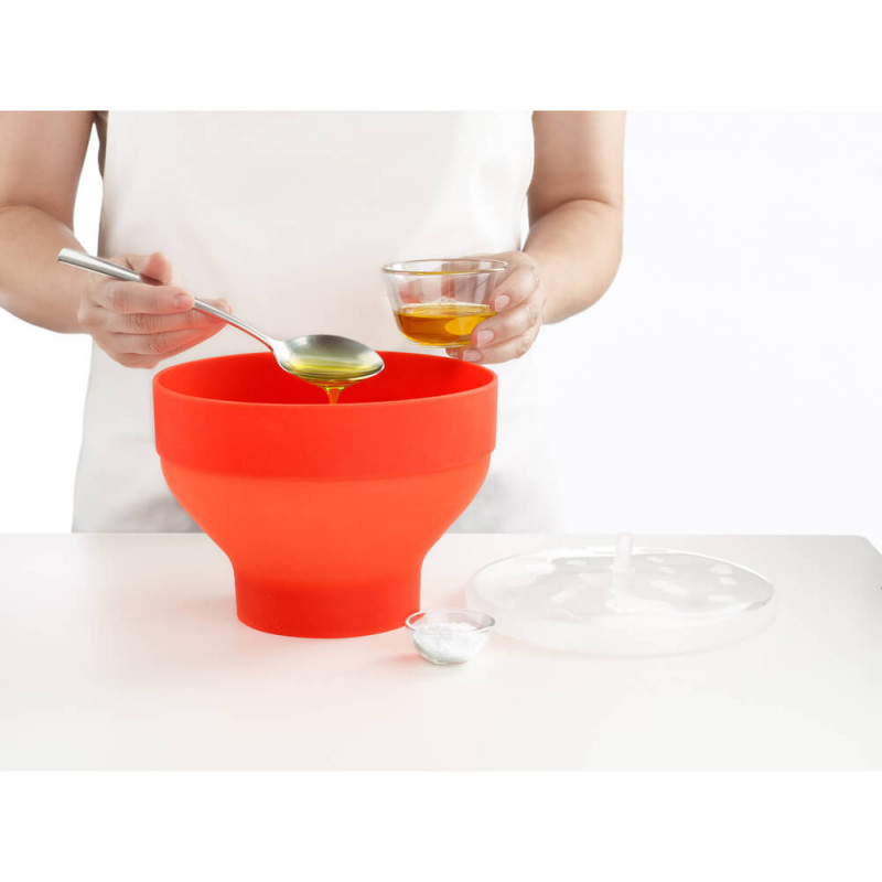 Купа за приготвяне на пуканки в микровълнова Lekue 1009035, 2.8 литра, Ø20x14.5 см, До 3 души, -60 до +220C, Червен