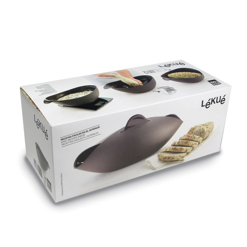 Съд за приготвяне и изпичане на хляб Lekue 1009036, 24х20х9.5 см, 300 мл, Платинен силикон, -60 +220°C, Черен