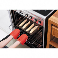 Форма за печене на багети Lekue 1009039, 29x20x2 см, 600 мл, 4 отделения, Платинен силикон, От -60 до +220C, Кафяв