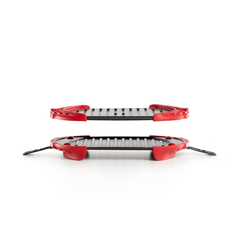 Съд за гриловане в микровълнова Lekue 1009082, 27x20.7.8x4.4 см, Платинен силикон, Стомана с незалепващо покритие, От 0 до +240C, Червен