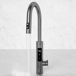 Нагревател за вода Elite EHD-1514PP, 3300W, Регулируема мощност, Въртене на 360, Самоподгряване, Сензорен дисплей, IPX4, Сребрист