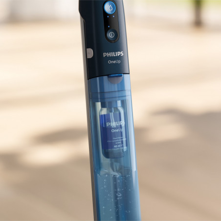Електрически моп Philips OneUp XV5113/01, 2Ah, 70 мин, 50м2, 281/178 мл, 2 режима, 360°C глава, LED индикатор, USB зареждане, Син