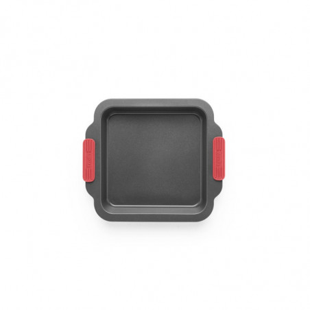 Тава за печене Lekue 1009437, 20x20 см, Керамично незалепващо покритие, Карбонова стомана, От +4°C до +240°C, Черен/Червен