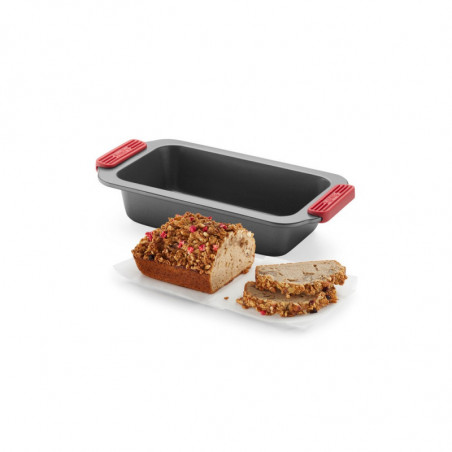 Тава за печене Lekue 1009446, 31x17x6.9 см, Керамично незалепващо покритие, Карбонова стомана, От +4°C до +240°C, Черен/Червен