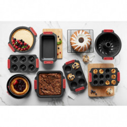 Форма за печене Lekue 1009476, Ø26.5 см, Керамично незалепващо покритие, Карбонова стомана, От +4°C до +240°C, Черен/Червен