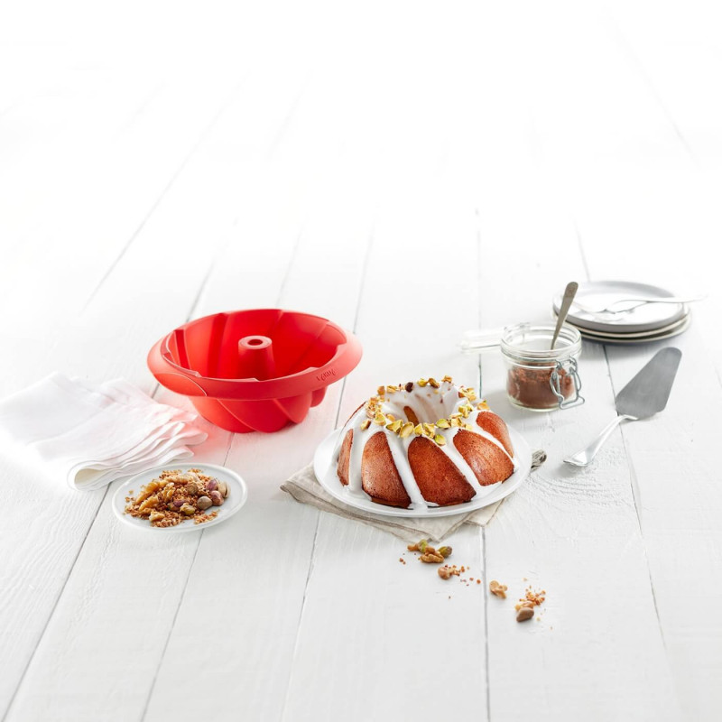 Форма за печене Lekue 1009480, Ø22x8 см, 1 л, Платинен силикон, От -60°C до +220°C, Червен