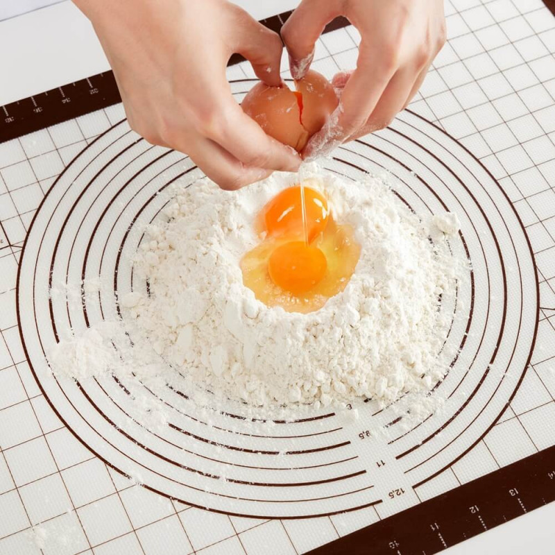 Подложка за точене Lekue 1009484, 60x40 см, Мерителни скали, Силикон -20/+220°C, Бял/кафяв