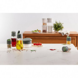 Съд за сол/захар Lekue 1009488, Ø12.4x10.1 см, Боросиликатно стъкло, Мерителна лъжичка, От +4°C до +80°C, Черен