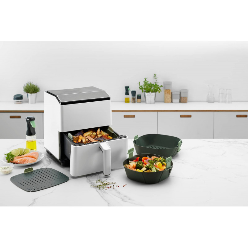 Кошница за фритюрник с горещ въздух Lekue 1009495, 25x25 см, От -20°C до +220C, Силикон, Без BPA, Сив