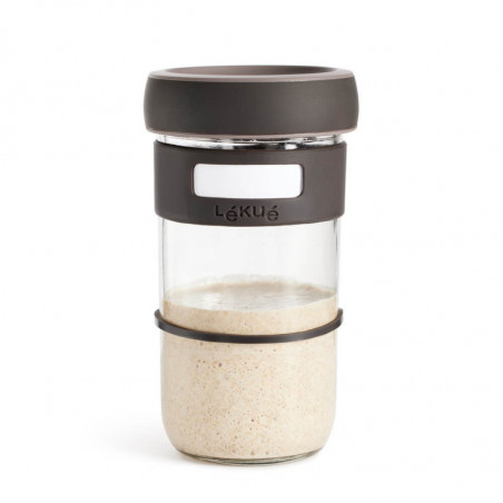 Комплект за приготвяне на хляб с квас Lekue 1010175, 3 части, 9.3х9.3х17 см, -20/+80°C, Кафяв