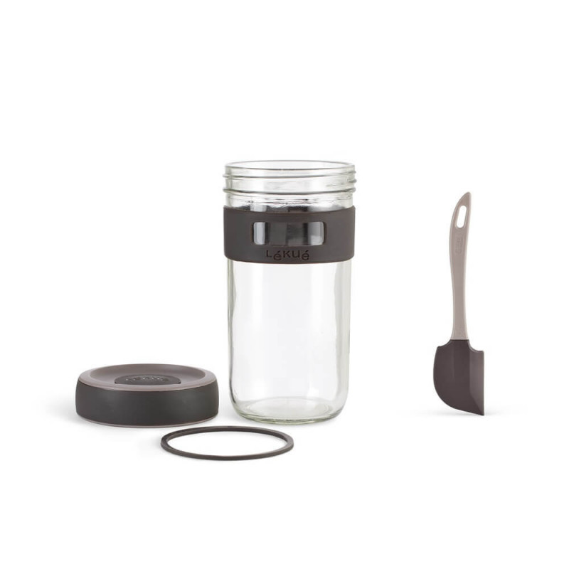 Комплект за приготвяне на хляб с квас Lekue 1010175, 3 части, 9.3х9.3х17 см, -20/+80°C, Кафяв