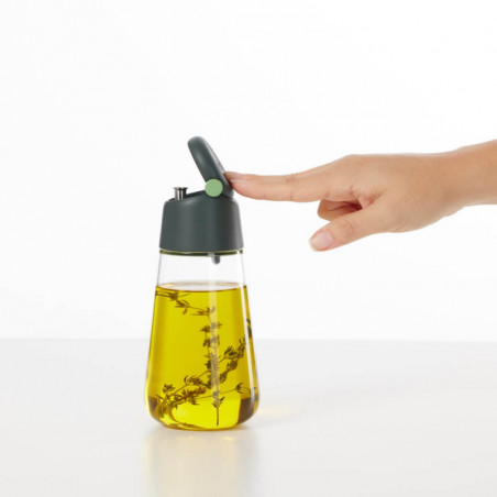 Бутилка за олио/зехтин Lekue 1010190, 8x17.4 см, 400 мл, +4/+80°C, Плавно изливане, Стъкло, Зелен