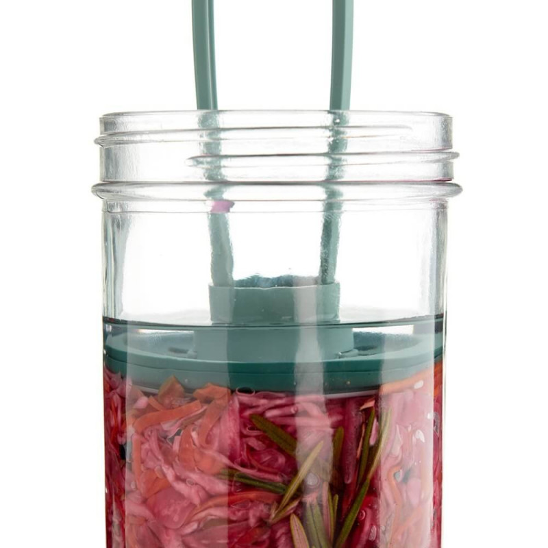 Комплект за мариноване на зеленчуци Lekue 1010192, 2х700 мл, Диск за притискане, -20/+100°C, 3 части, Зелен