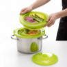Съд за готвене на пара в микровълнова Lekue 1010195, 2 нива, Съвместим с тенджери Ø19-22 см, Плътно прилепване, -60/+220°C, Силикон, Зелен