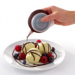 Шприц за декорация Lekue 1010199, 4 приставки, -60°C/+220°C, Платинен силикон, Кафяв