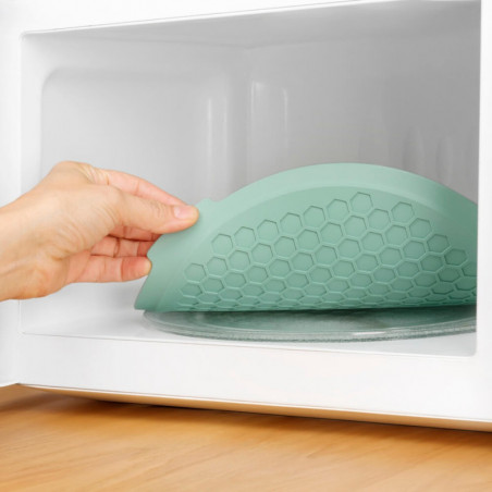 Подложка за предпазване на стъклената чиния в микровълнова Lekue 1010202, Ø24.5 см, Неплъзгаща, Повдигнати ръбове, -60/+220°C, Силикон, Зелен