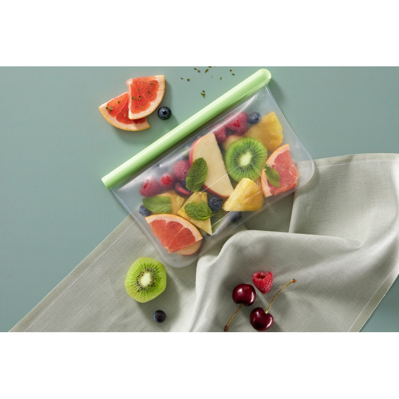 Торбичка за съхранение и замразяване Lekue 1010205, 21.5x13.5 см, 500 мл, Платинен силикон, -20°C/+80°C, Зелен