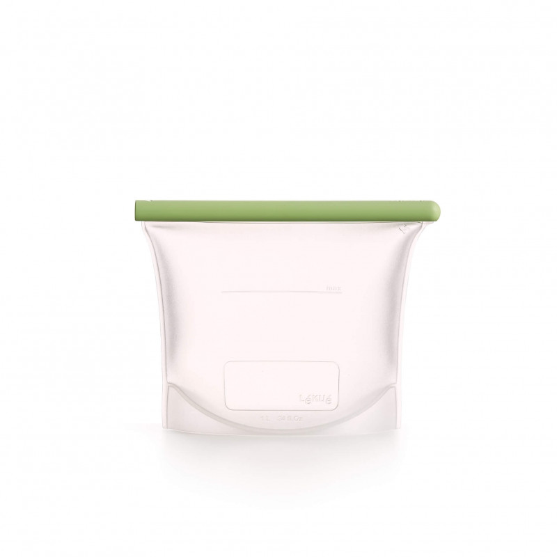 Торбичка за съхранение и замразяване Lekue 1010206, 21.5x18.5 см, 1 л, Платинен силикон, -20°C/+80°C, Зелен