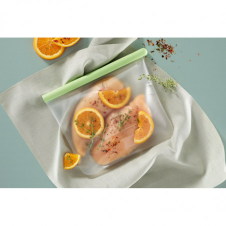 Торбичка за съхранение и замразяване Lekue 1010206, 21.5x18.5 см, 1 л, Платинен силикон, -20°C/+80°C, Зелен