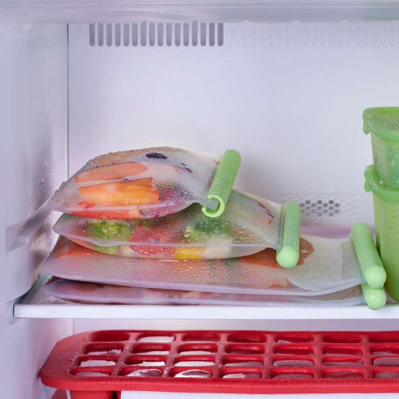 Торбичка за съхранение и замразяване Lekue 1010207, 21.5x24.5 см, 1.5 л, Платинен силикон, -20°C/+80°C, Зелен