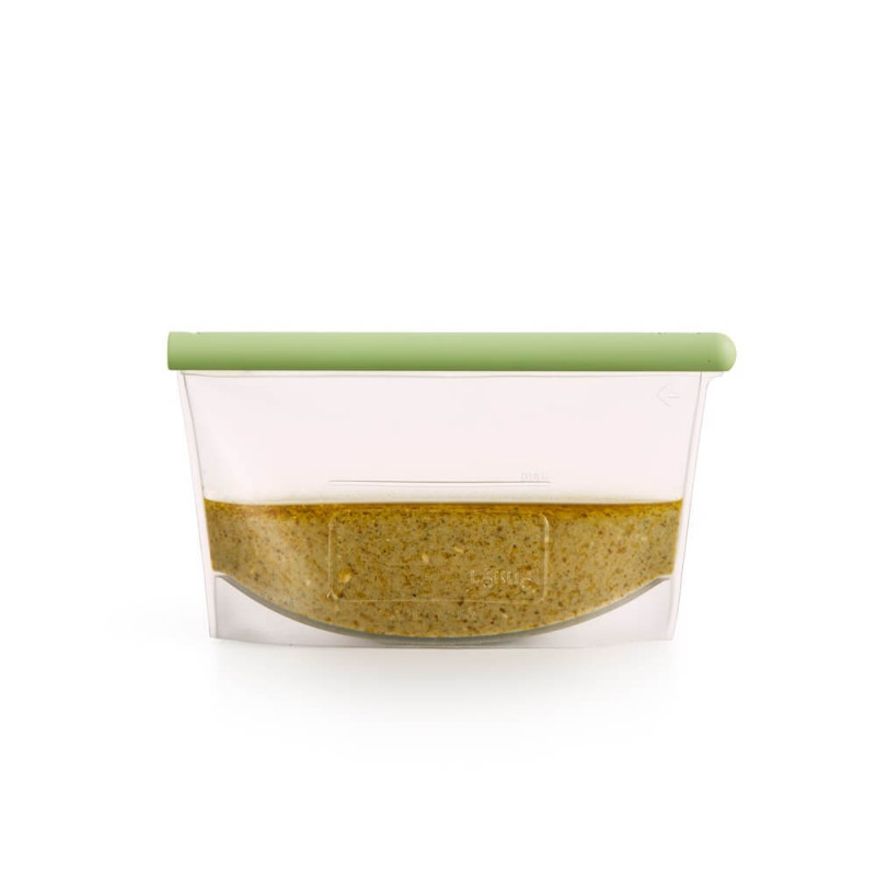 Торбичка за съхранение и замразяване на течности и храни Lekue 1010208, 500 мл, Силикон, Без разливане, Поле за надписване, Многофункционална, -60/+220°C, Зелен