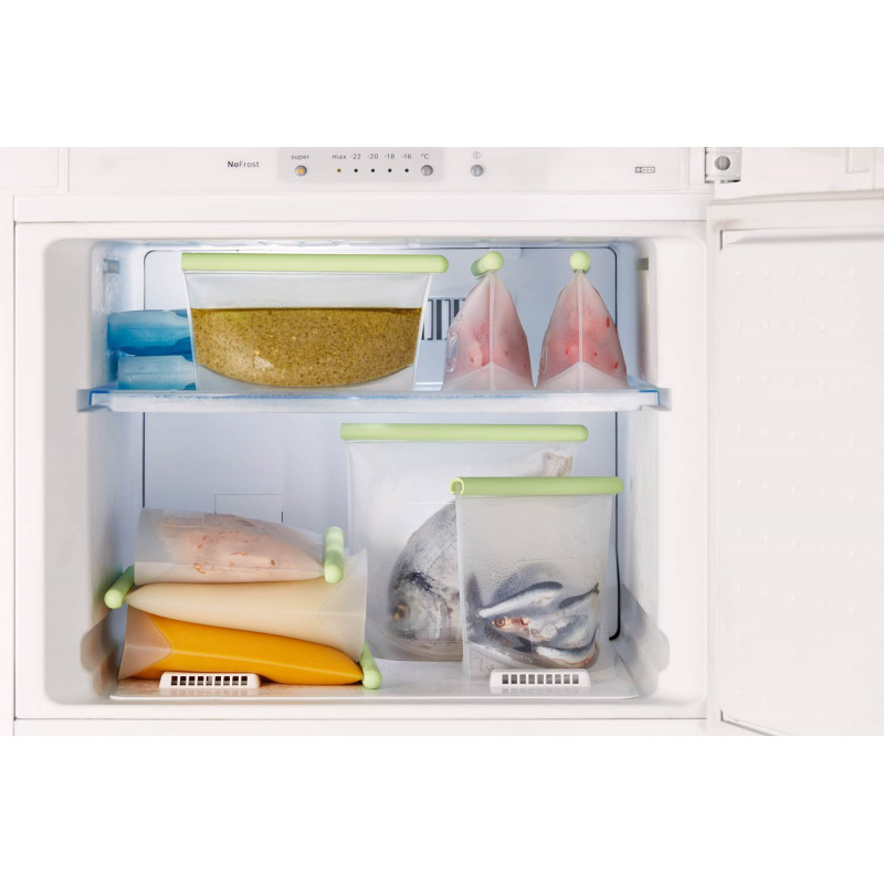 Торбичка за съхранение и замразяване на течности и храни Lekue 1010208, 500 мл, Силикон, Без разливане, Поле за надписване, Многофункционална, -60/+220°C, Зелен