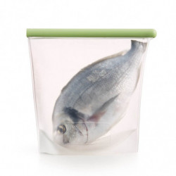 Торбичка за съхранение и замразяване на течности и храни Lekue 1010210, 1.5 л, Силикон, Без разливане, Поле за надписване, Многофункционална, -60/+220°C, Зелен