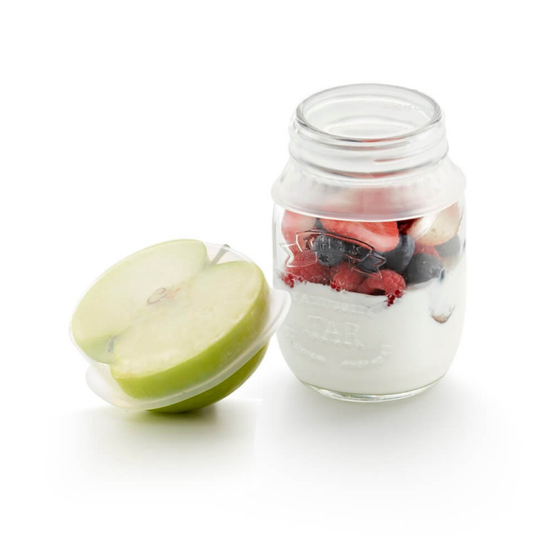 Комплект капаци за съхранение Lekue 2 1010211, Ø8.5 см, Платинен силикон, -60°C/+220°C, Прозрачен