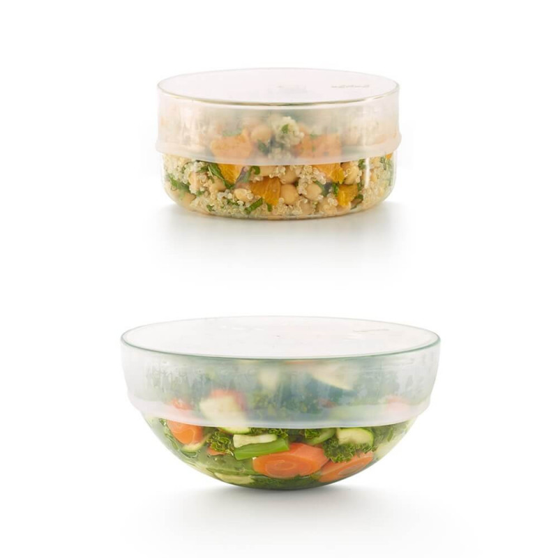 Капак за съхранение Lekue 1010214, 20-24 см, Силикон, Херметично затваряне, -60/+220°C, Прозрачен